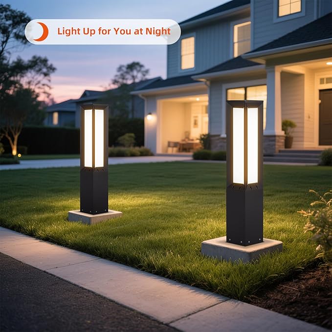 32'' Outdoor Path Light Hard Wired, AC100-240V Landscape Pathway Lights IP65 Waterproof, Modern Bollard Lights, 3000K Lighting Aluminum Driveway Lawn Floor Lamp for Walkway Patio Yard Garden