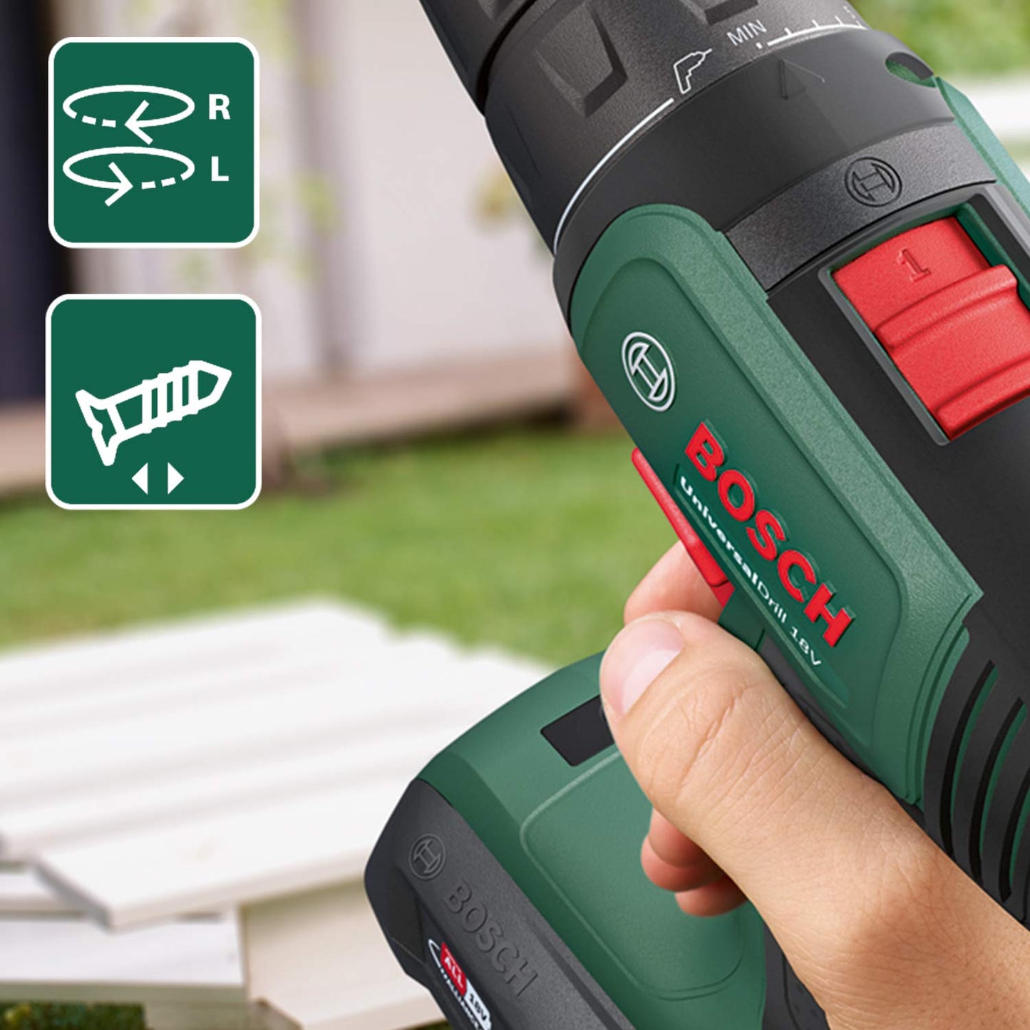 Bosch Home and Garden Cordless Drill UniversalDrill 18V (1 Battery, 18 Volt System, in Carrying case), Black