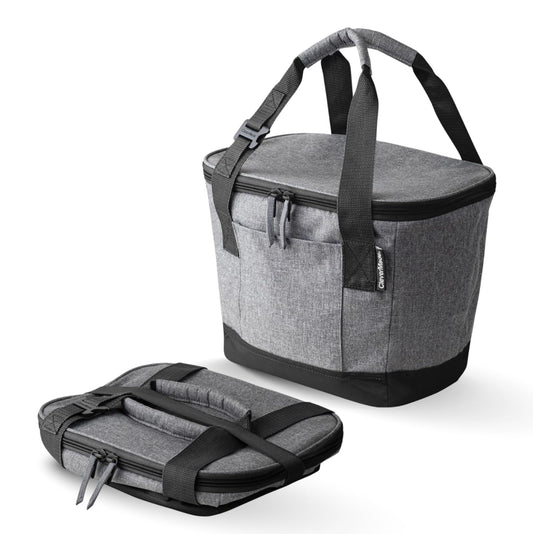 CleverMade Tahoe Collapsible Insulated Cooler Bag – 18 Cans / 14 Qt Leakproof Soft Cooler for Beach, Travel, Car – Bottle Opener – Cool Gray/Midnight