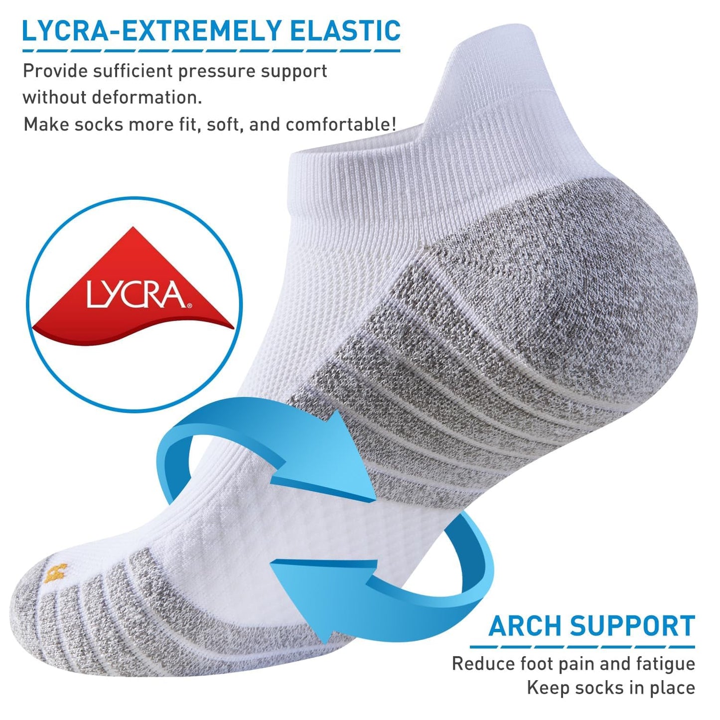 HUEGLO 3 Pairs Neuropathy Compression Socks For Women Men Neuro Ankle Trainer Running Sports Sock Non slip Plantar Fasciitis Support Socks (UK, Alpha, M, Regular, Regular, Black+Grey+White)
