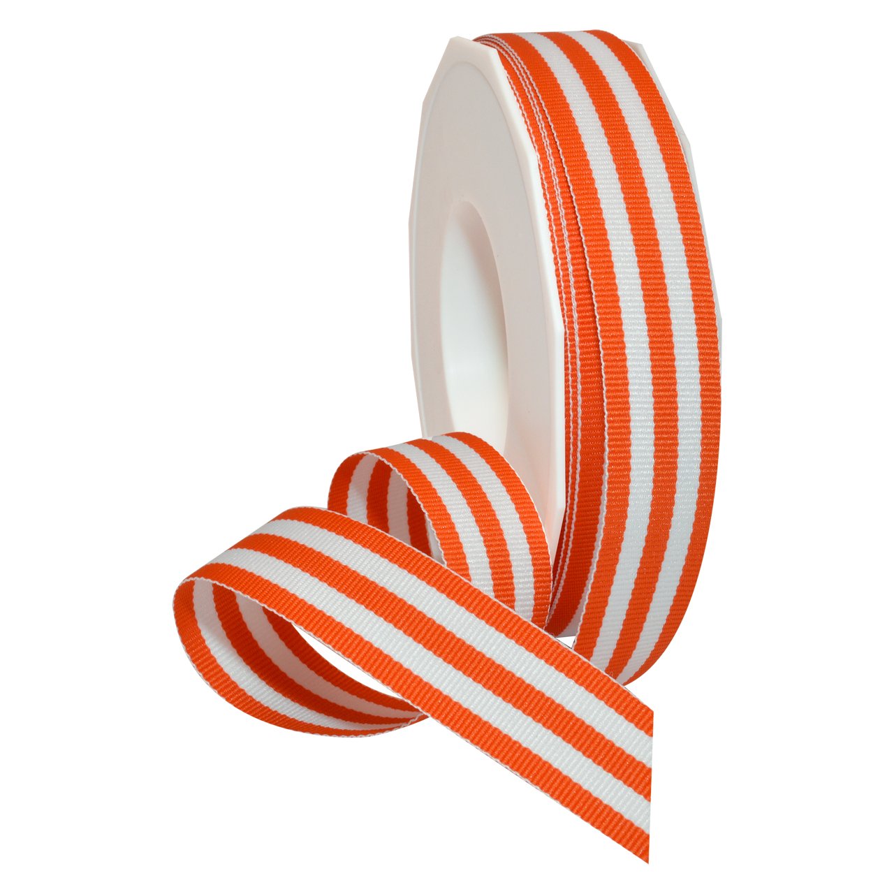 Morex Ribbon Striped Polyester Grosgrain Ribbon, Party Decorations, Gift Wrapping, Fun Patterns, 7/8" by 20 yd., Orange