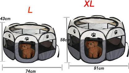 Youyijia Portable Pet Playpen Puppy Playpen Pet Dog Cat Playpen Cage Crate 91 x 91 x 58cm Soft Fabric Foldable Pet Indoor Outdoor for Rabbit Hamster Guinea Pig Gray