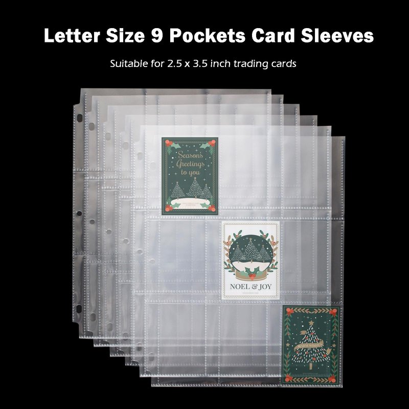 Seashell 50 Pack 900 Pockets Trading Card Binder Sleeves, 9-Pocket Double-Sided Sheets for 3 Ring Binder, Clear Page Protectors for Football, Baseball, Business Cards