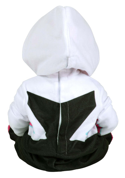 MARVEL Spider-Gwen Official Infant Deluxe Costume - Premium Quality Minky Fabric and Non-Slip Grip Booties 0/6MO