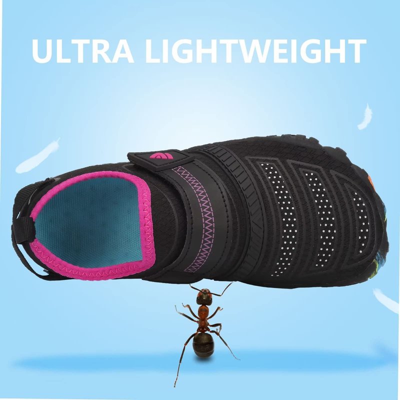 Kids Boys & Girls Water Shoes Lightweight Comfort Sole Easy Walking Athletic Slip on Aqua 5 Toe Sock(Toddler/Little Kid/Big Kid) U222WZ576.SA-Black.Purple-25