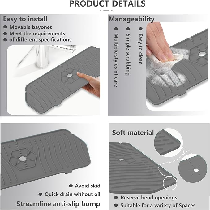 Kitchen Sink Splash Guard 29.7 X 5.7 In, Large Size Kitchen Sink Splash Guard