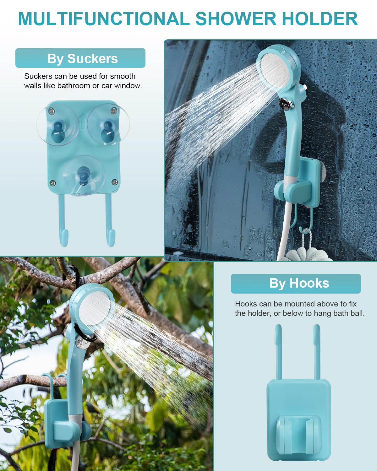 AUTOPkio Portable Camping Shower - Rechargeable Outdoor Camp Shower with Pressurizer & 4500mAh Battery Pump IPX7 Waterproof for Camp, Hiking, Car Washing, Pet Bath (Blue)