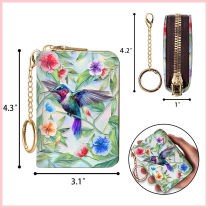 Blusabaca RFID Wallet, Credit Card Holder for Women, Bird Small Wallet with Card Slots Zipper, Leather RFID Card Holder, Card Keychain Wallet, Card Case RFID Blocking Accordion Gift