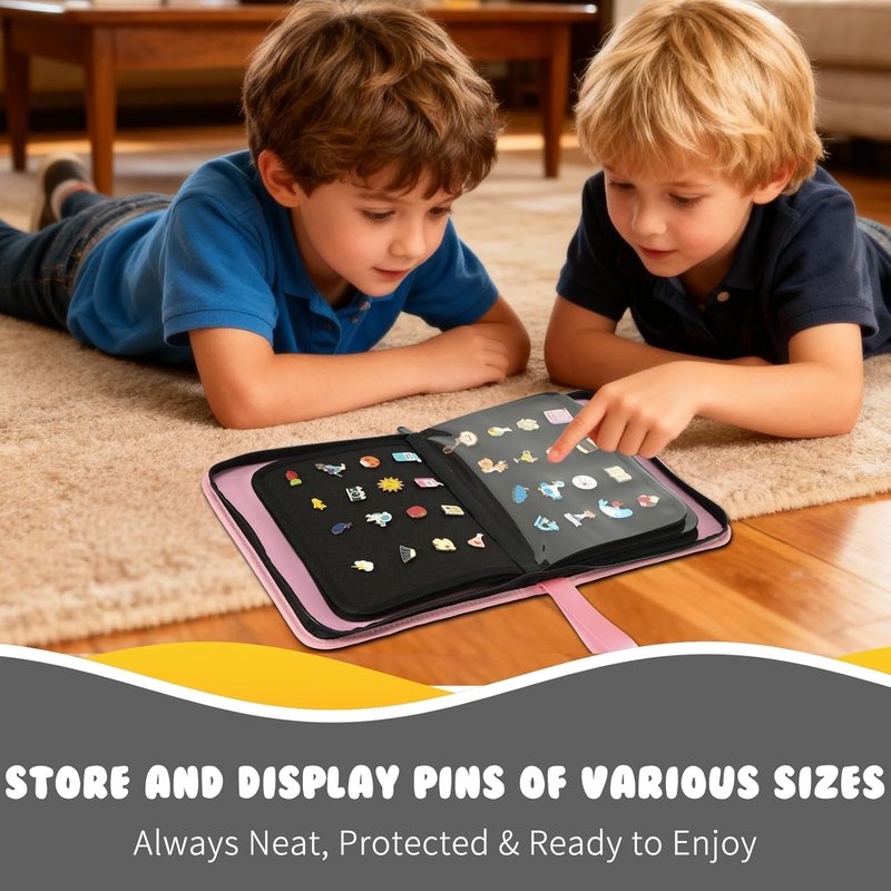Enamel Pin Display Book - 6-Page Portable Pin Trading Organizer | PU Pink
