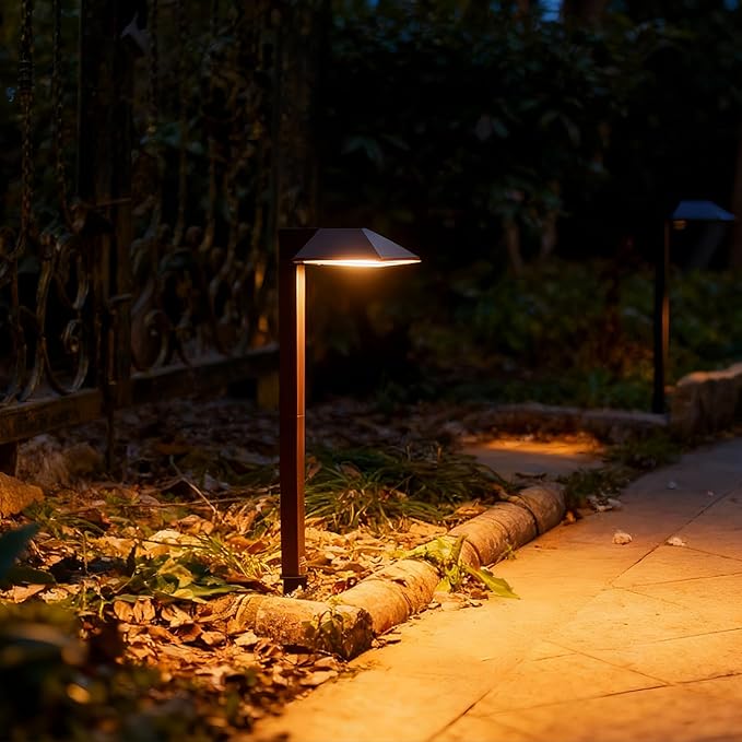 Equinox Outdoor Low Voltage Landscape Lighting 0.6W LED 3100K Warm White Metal 12V Pathway Lights Charcoal Brown 8PK Kits with Connector and Stake (8Pack)