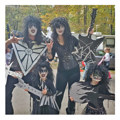 FantaLook Mens 80S Long Curly Black Rocker Costume Wig