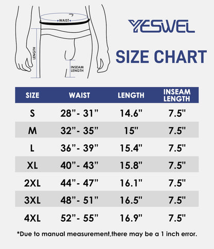 YESWEL Mens Boxers L, Longer Leg Bamboo Boxer Shorts with Fly, Anti - Chafing Underwear Trunks, No Itchy Labels Underpants Pack of 3 Black
