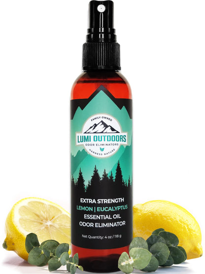 Lumi Outdoors Natural Shoe Deodorizer Spray & Foot Odor Eliminator- Extra Strength- Eucalyptus Lemongrass