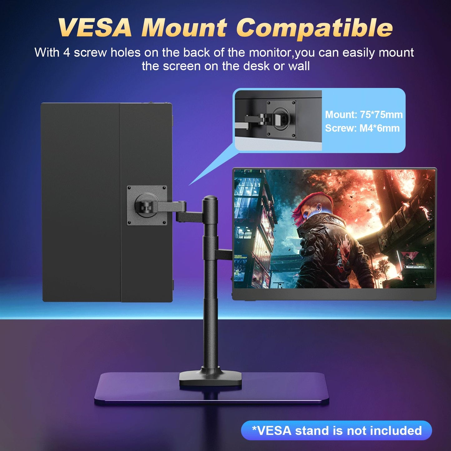 18.5 Inch Large Portable Monitor, 120Hz 1080P FHD IPS Portable Travel Second Screen Display for Laptop/Phone/Xbox PS4/5, 125% sRGB, Dual Speakers, VESA & Smart Cover