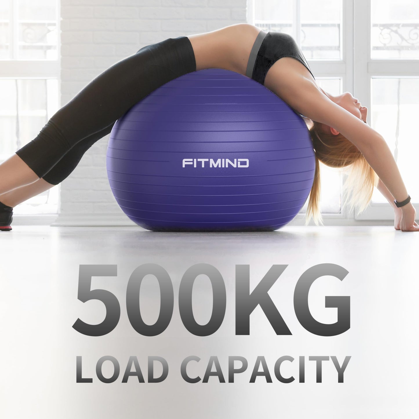 FITMIND_Extra Thick Exercise Ball 75cm Yoga Ball for Workout Pregnancy Stability,Anti-Burst and Slip Resistant Swiss Ball with Pump for Yoga, Pilates, Fitness,Birthing,Physical Therapy (Purple 5265C)