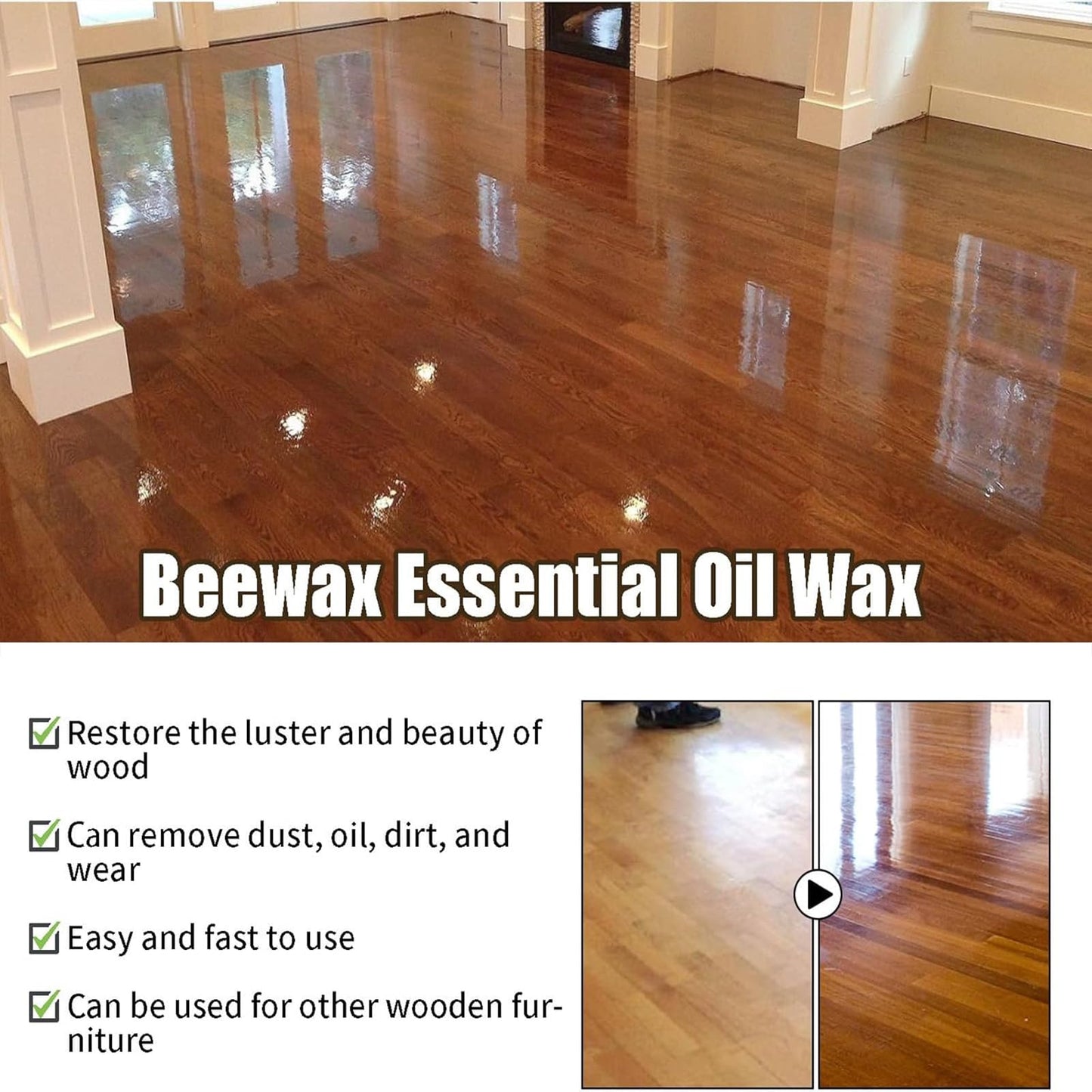 ZhiNuan Beeswax Wood Polish Spray,Beeswax Essential Oil Wax,Scratcherase Beeswaxs Wood Floor Spray,Bees Wax Furniture Polish And Cleaner,For Floors And Furniture (2PC)