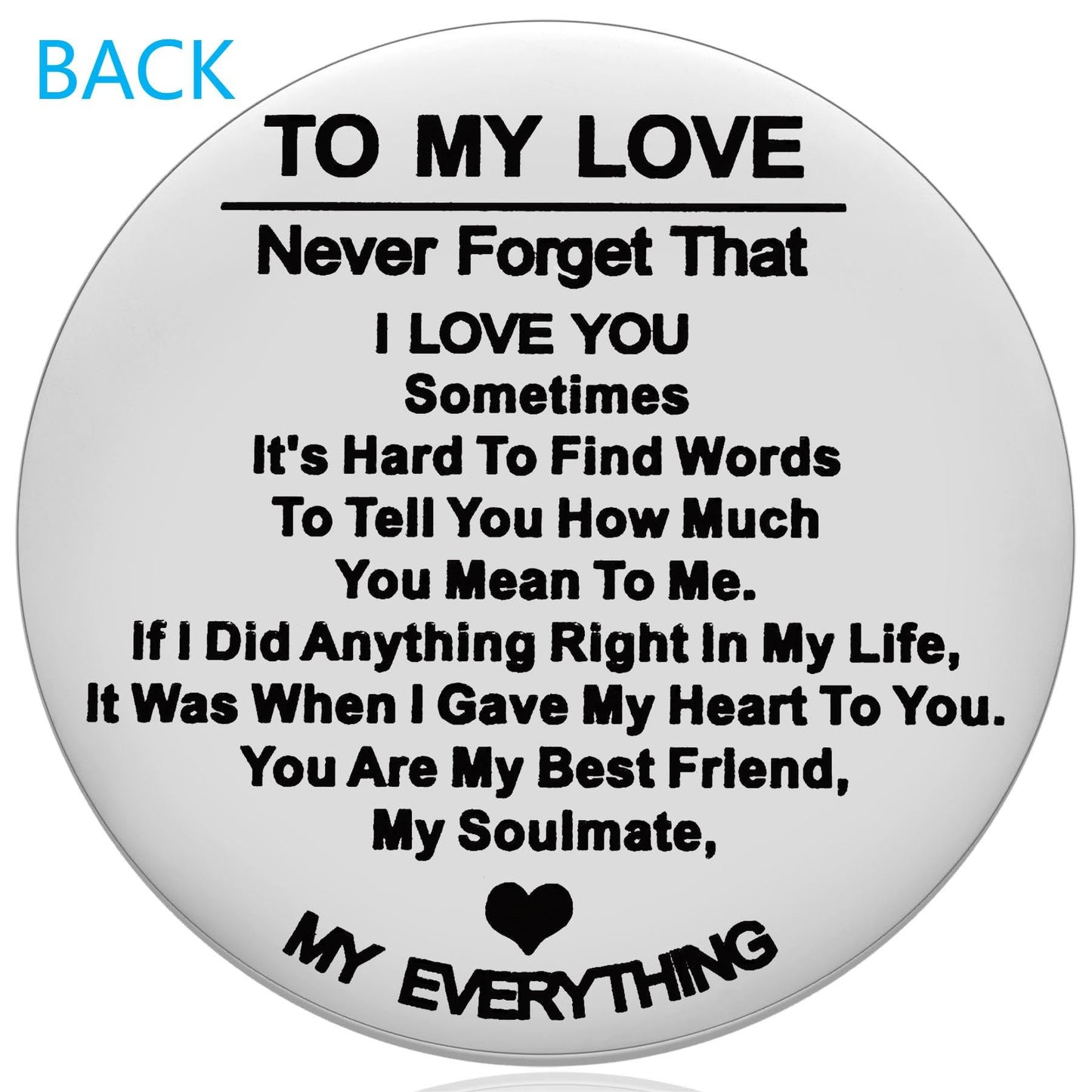 To My Love Pocket Hug Token Gift for Husband Valentines Day Gifts for Men Christmas Birthday Anniversary Jewelry Gift for Boyfriend Double Sided Message Engraved with Leather Keychain
