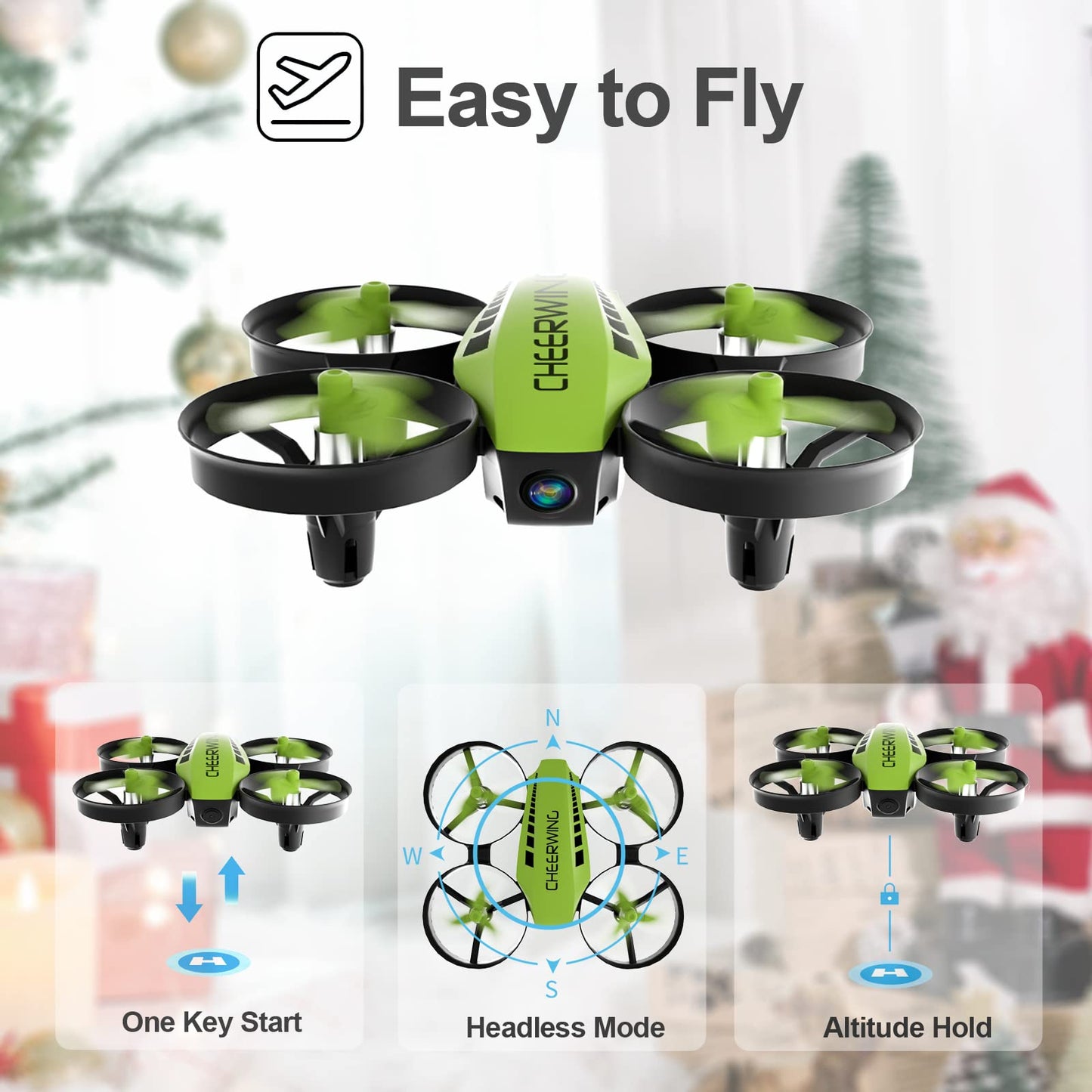 Cheerwing CW10 Mini Drone for Kids WiFi FPV Drone with Camera, RC Drone Gift Toy for Boys and Girls with Auto Hovering, Voice Control