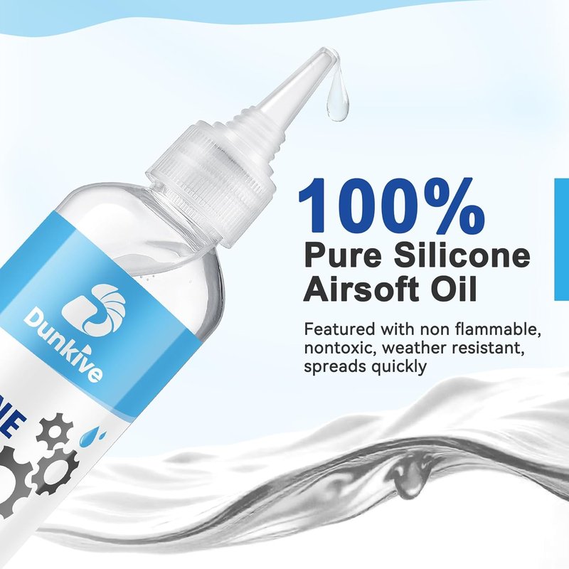 Airsoft Oil - Pure Silicone Lubricant with Needle Oiler | 6 oz Chamber Lube for Airgun Maintenance