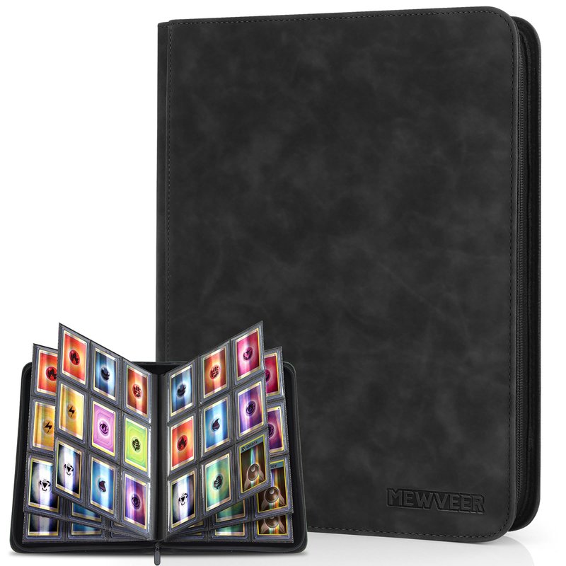 MewVeer Top Loader Card Binder, Holds 252 Top Loaders Storage, 9 Pockets with Sleeves, Trading Card Binder for Sports Cards, YGO/MTG Card Collection Binder - Black (Not for Cards WITHOUT a Top Loader)