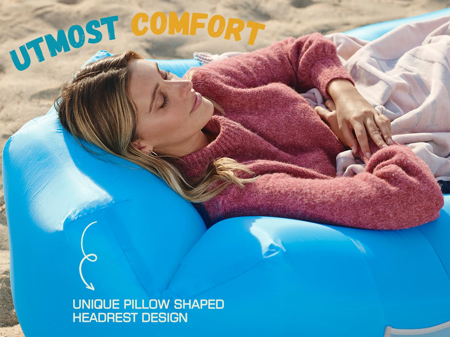 WEKAPO Inflatable Lounger Air Sofa Hammock-Portable,Water Proof& Anti-Air Leaking Design-Ideal Couch for Backyard Lakeside Beach Traveling Camping Picnics & Music Festivals