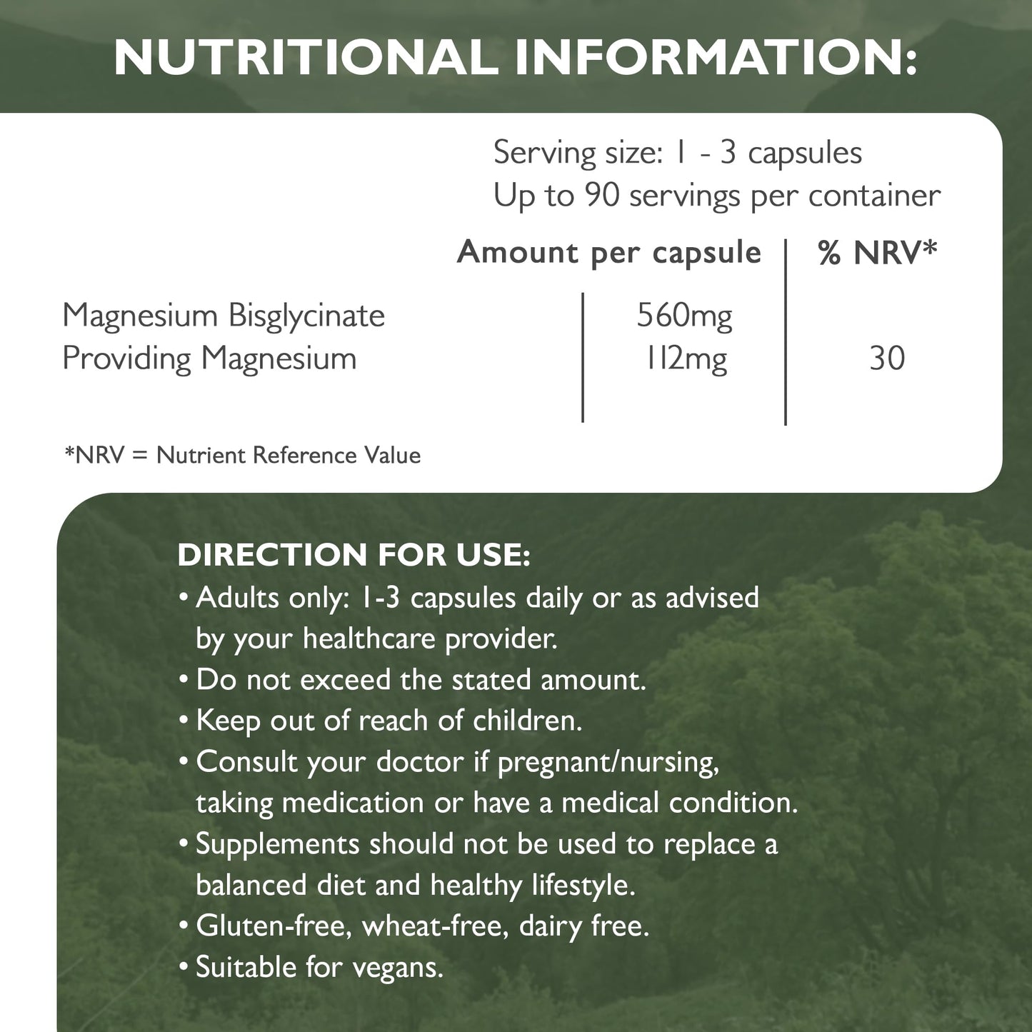 Barefoot Nutrition Magnesium Glycinate Supplement 560mg - 90 x 1-to-3 a Day Capsules. Pullulan Capsule - Superior Absorption: no Synthetic Binders or additives. Vegan & Paleo Friendly
