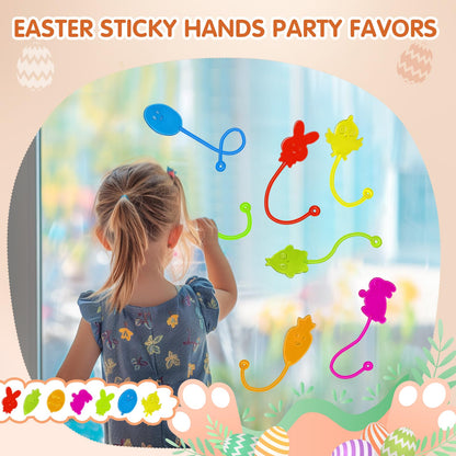 Valentines Sticky Hands Bulk 48PCS Valentines Day Gifts for Kids Classroom Prizes Valentines Party Favors for Kids Stretchy Heart Sticky Hand Toy Valentines Day Goodie Bag Stuffers Kid Party Supplies