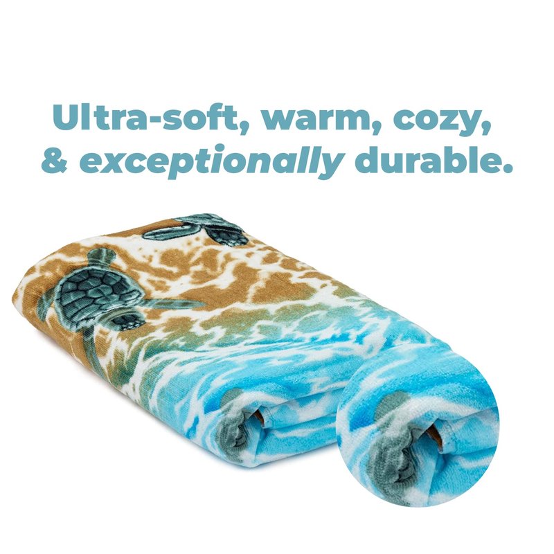 Dawhud Direct 30" x 60" Beach Towel - Large Sea Turtle Print - Microfiber Bath Towel for Women, Girls, Kids, Men - Oversized Pool and Swimming Drying Towel - Big & Super Soft Plush Cotton Throw Towel