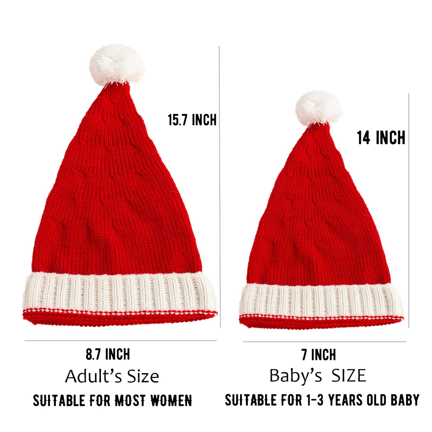 Santa's Knit Beanie Winter Hat - Soft Family Matching Xmas Christmas New Year Gifts for Women - Multicolor