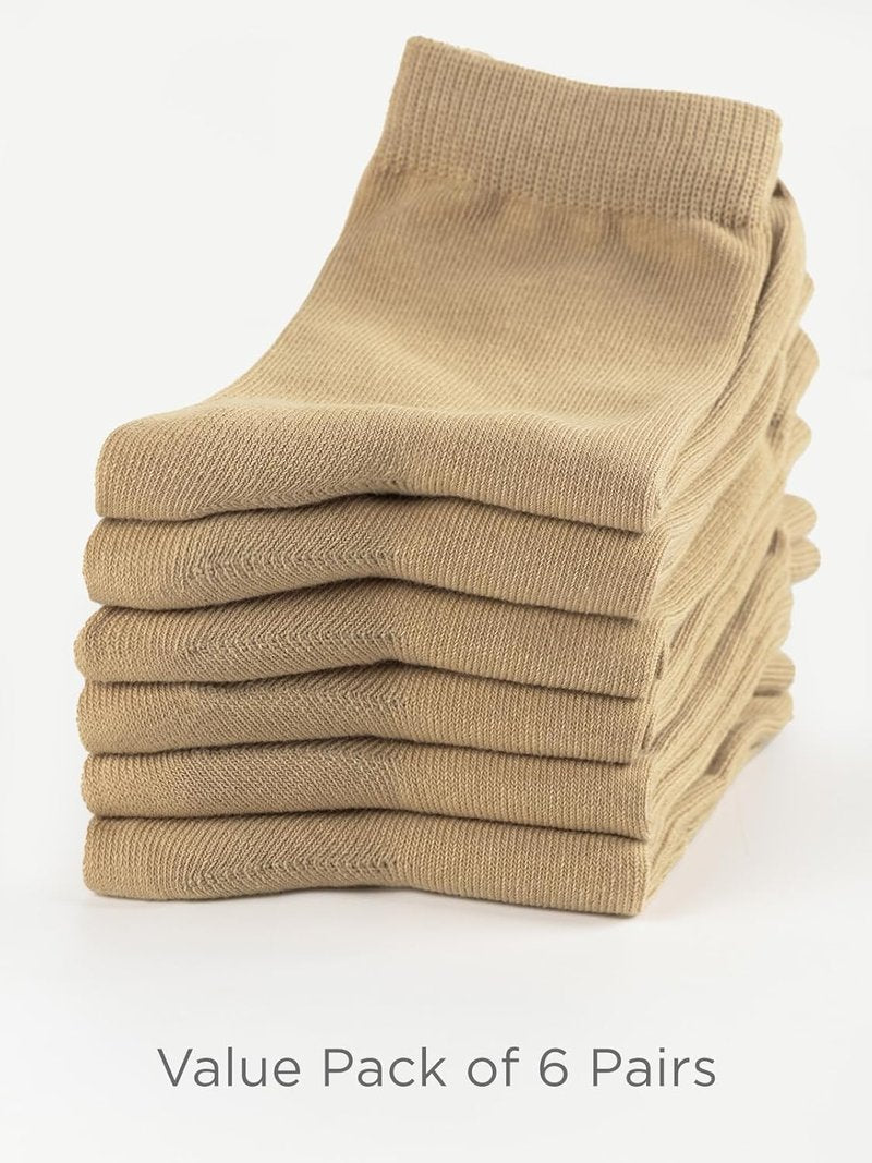 Unisex Kids Crew Dress Socks - Soft Cotton Seamless Toe | 6 Pack in Black, White, Gray, Navy