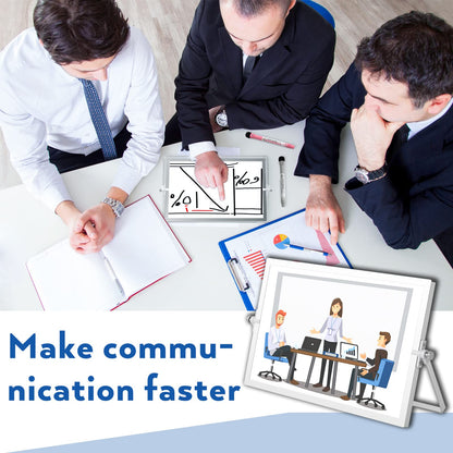 Nicpro Dry Erase Mini Whiteboard A3, 40 x 30 cm Double Sided Small Magnetic Desktop White Board with Stand, 8 Pens, 1 Eraser,4 Magnet, Portable Board Easel for Kids Students School Supplies Office