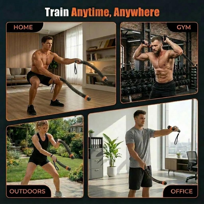 Portable Ropeless Battle Ropes, Weight-Adjustable Battle Ropes for Home Gym with Storage Bag, Low-Noise Battle Rope with Non-slip Handle, Cordless BattleRopes for Hiit & Low-Impact Cardio Training