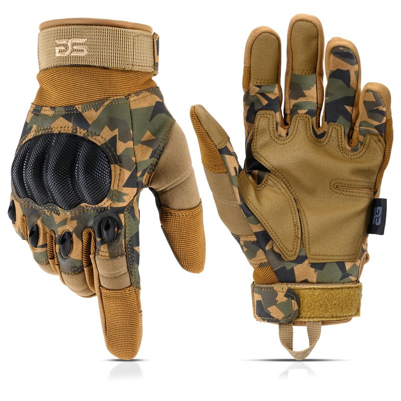 Glove Station Gloves for Men, Touchscreen Utility Gloves with Hard Knuckle Protection for Motorcycle Riding, Airsoft and Outdoor Work, Camouflage, Medium