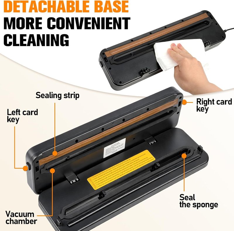 Vacuum Sealer Machine - 6-in-1 One-Touch Automatic Food Saver with Built-in Cutter | Dry & Wet Modes, Digital Timer, 30 Bags - Grey