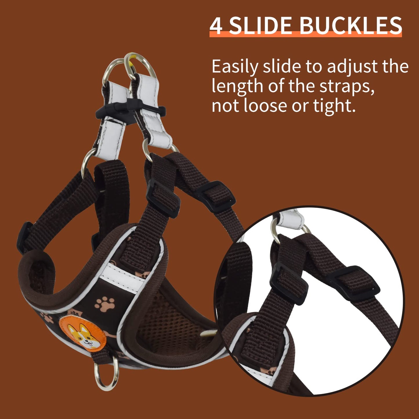 Dog Harness for Small Dogs, Adjustable No Pull Harness for Small Dogs Comfort Reflective Small Dog Harness and Leash Set with 2 Leash Clips, Puppy Dog Vest Harness for Small Medium Dogs