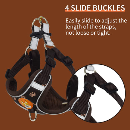 Dog Harness for Small Dogs, Adjustable No Pull Harness for Small Dogs Comfort Reflective Small Dog Harness and Leash Set with 2 Leash Clips, Puppy Dog Vest Harness for Small Medium Dogs