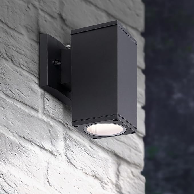 ASD 1 Light Dusk to Dawn Outdoor Wall Light Fixture | 60W E26 Socket 120V ETL Cylinder Up Down Lights | LED/CFL/Incandescent Bulb Exterior Wall Sconce | Front Door, Porch, Patio | Black