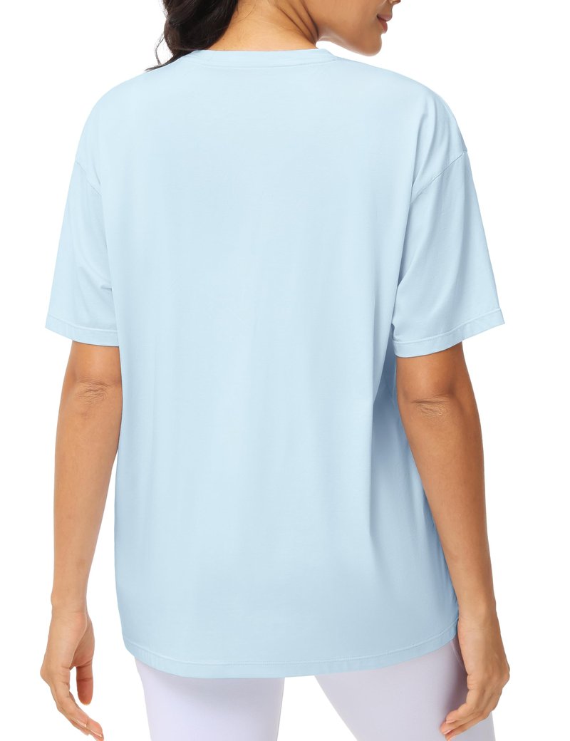 THE GYM PEOPLE Women's Casual Oversized T-Shirts Summer Crewneck Short Sleeve Workout Basic Tee Tops Light Blue