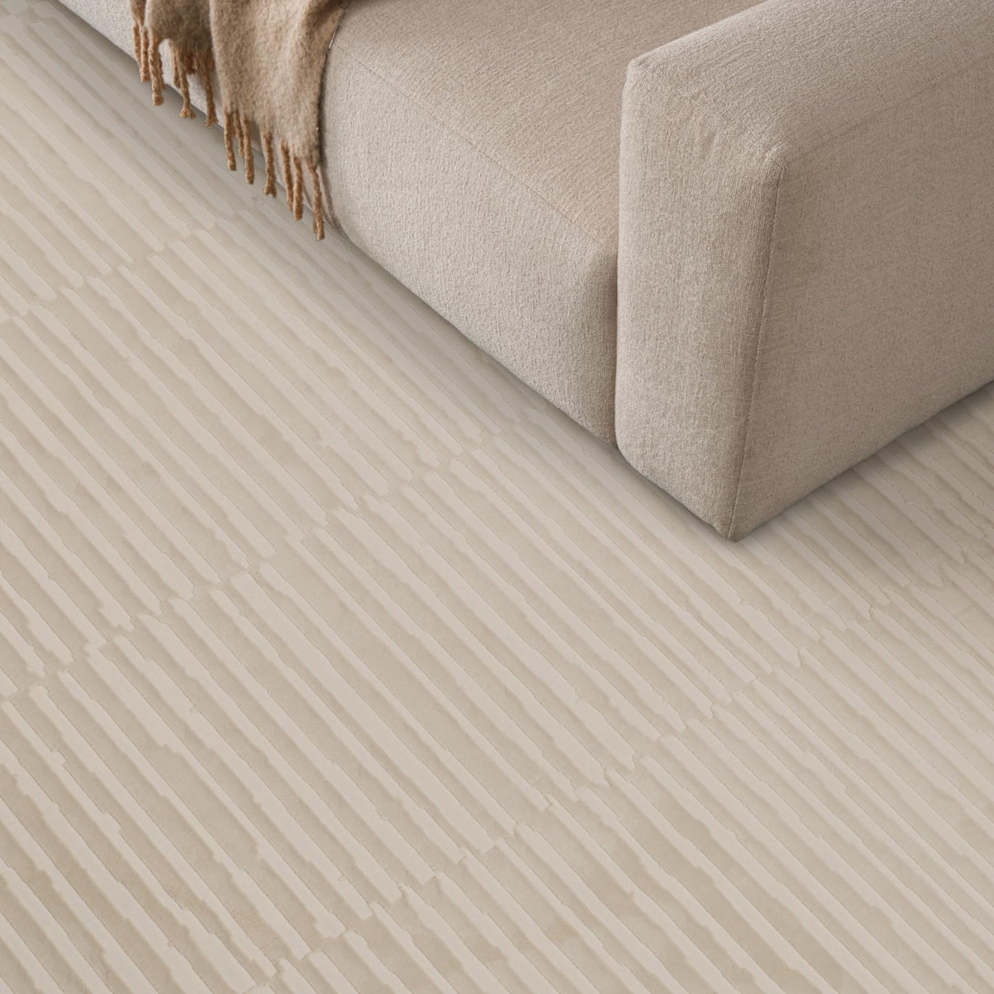 Revival Rugs Soloba 7'x9' Area Rugs for Living Room Bedroom Dining Room - Washable, 100% Recycled, Oeko-TEX Certified, Modern, Medium Pile, Beige, Cream