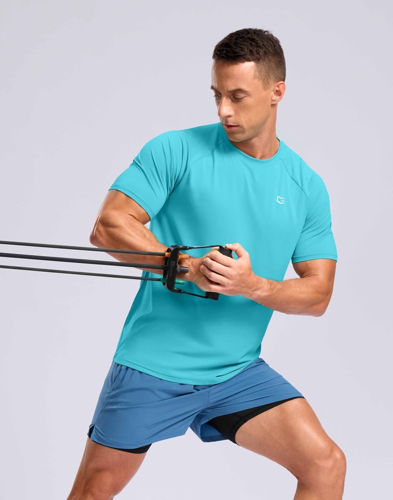 G Gradual Men's Athletic Workout T-Shirts Moisture Wicking Cooling Running Shirts Short Sleeve Performance Tee for Gym Tennis(Blue,XL)