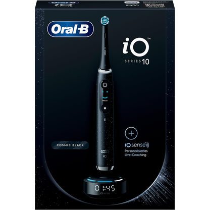 Oral-B iO Series 10 Electric Toothbrush, 7 Cleaning Modes for Dental Care, iOSense, Colour Display, Charging Travel Case, Designed by Braun, Cosmic Black