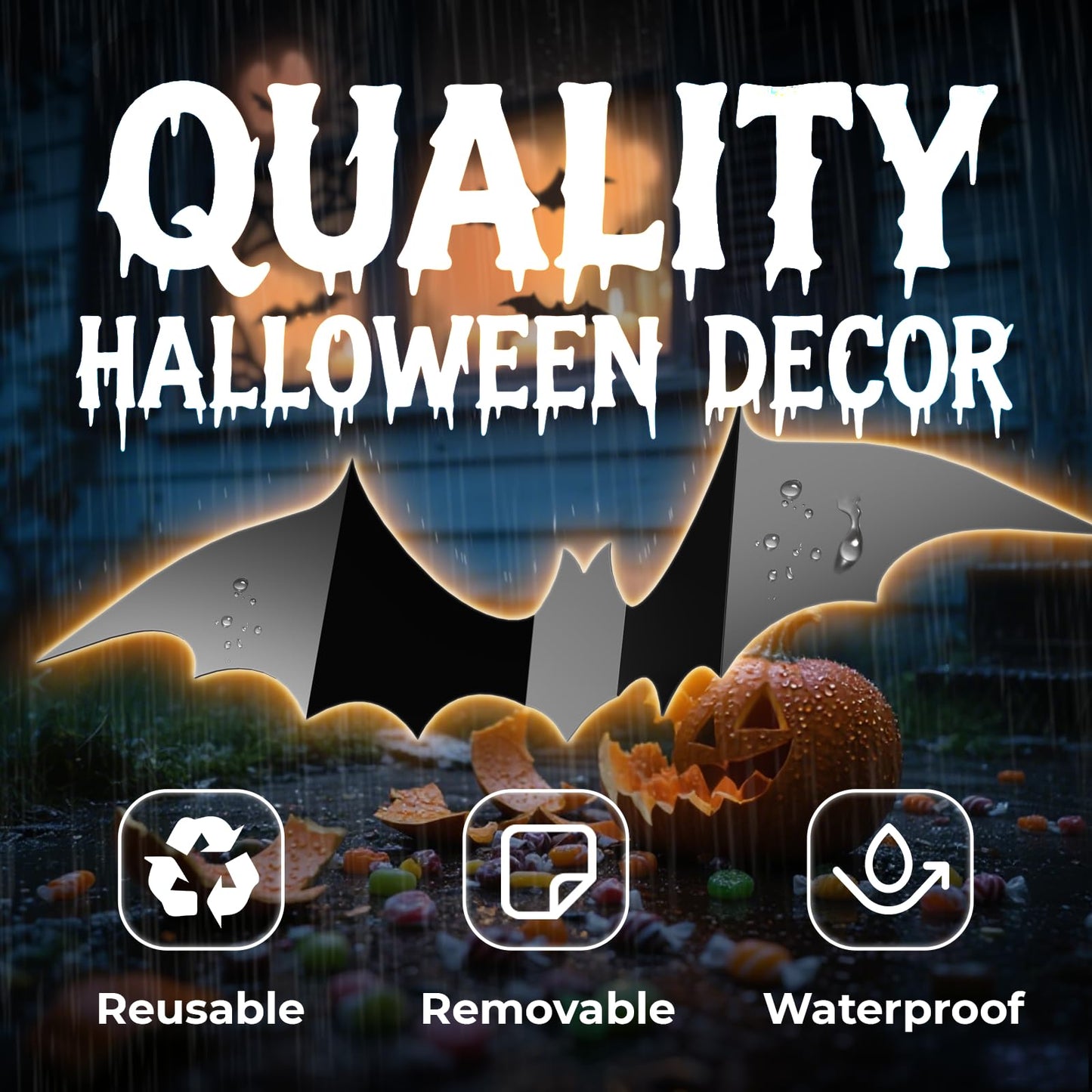 CLEANGOR 140Pcs Bats Halloween Decor, Spooky Halloween Party Supplies Stickers, 3D Bats Wall Decal, Cute Halloween Decorations Indoor for Bedroom, Bathroom, Home, Door, Window, Office