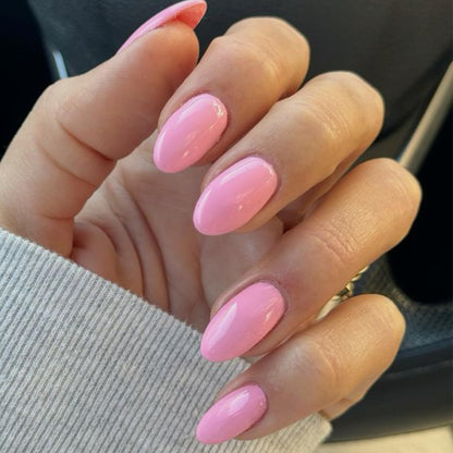 modelones Pink Short Press on Nails, Fall Halloween Oval Fake Nails Kit Press Ons with Nail Glue, Adhesive Tabs, Nail File, Prep Pad, Manicure Stick, 32Pcs 16 Sizes