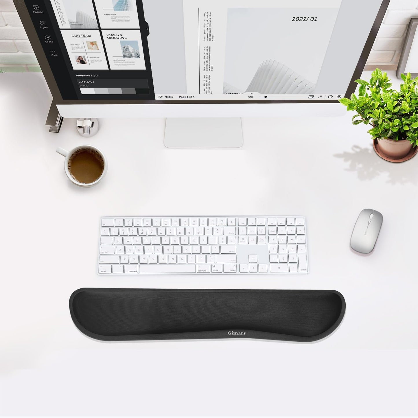 Gimars 63D High-Density Thicken Memory Foam Keyboard Wrist Rest, 17.3'' Enlarge Ergonomic Wrist Rest with Anti-Slip Rubber Base for Typing Pain Relief, Office, Gaming, Computer, Laptop, Mac, Black