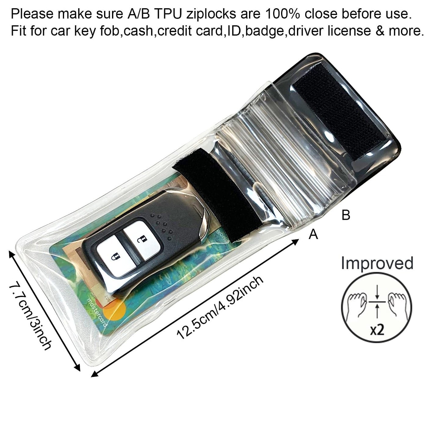 DRIPAC Waterproof Car Key FOB Case Waterproof Wallet Waterproof Holder Pouch For Key ID Badge Credit Card Money（Pink）