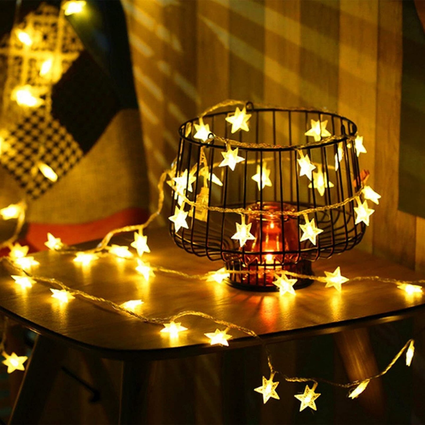 LAMPDREAM Abkshine 25Ft 50LEDs Battery Powered Star Fairy Lights, 8 Modes Warm White Color Changing LED Star String Lights for Wedding, Christmas, Birthday, Halloween, Mother Day