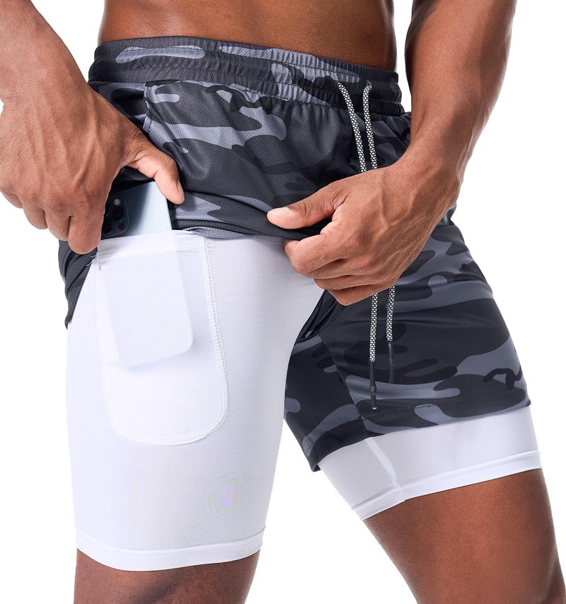 Surenow 3 Pack Mens Athletic Gym Shorts Quick Dry Workout Lightweight Shorts 2 in 1 Running Shorts for Men with Pockets