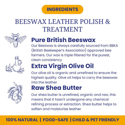 Beeswax Leather Balsam Rich Conditioner & Restorer 300ml - 100% Natural Ingredients CLEANS SEALS & PROTECTS Handpoured in UK Chemical Free Biodegradable Moisturises Nourishes Prolongs Life of Items