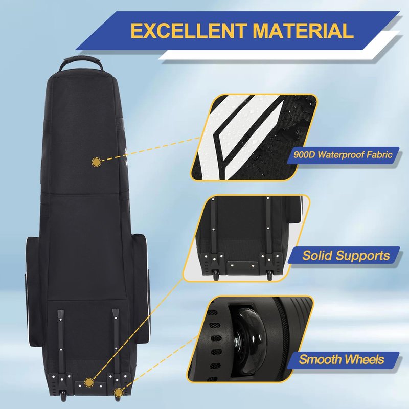 Gofly Golf Travel Bag for Airlines with Wheels, Lockable Zipper and Shoes Compartment, Soft-Sided Golf Club Travel Bag for Airline, Wear-Resistant Waterproof 900D Polyester Oxford
