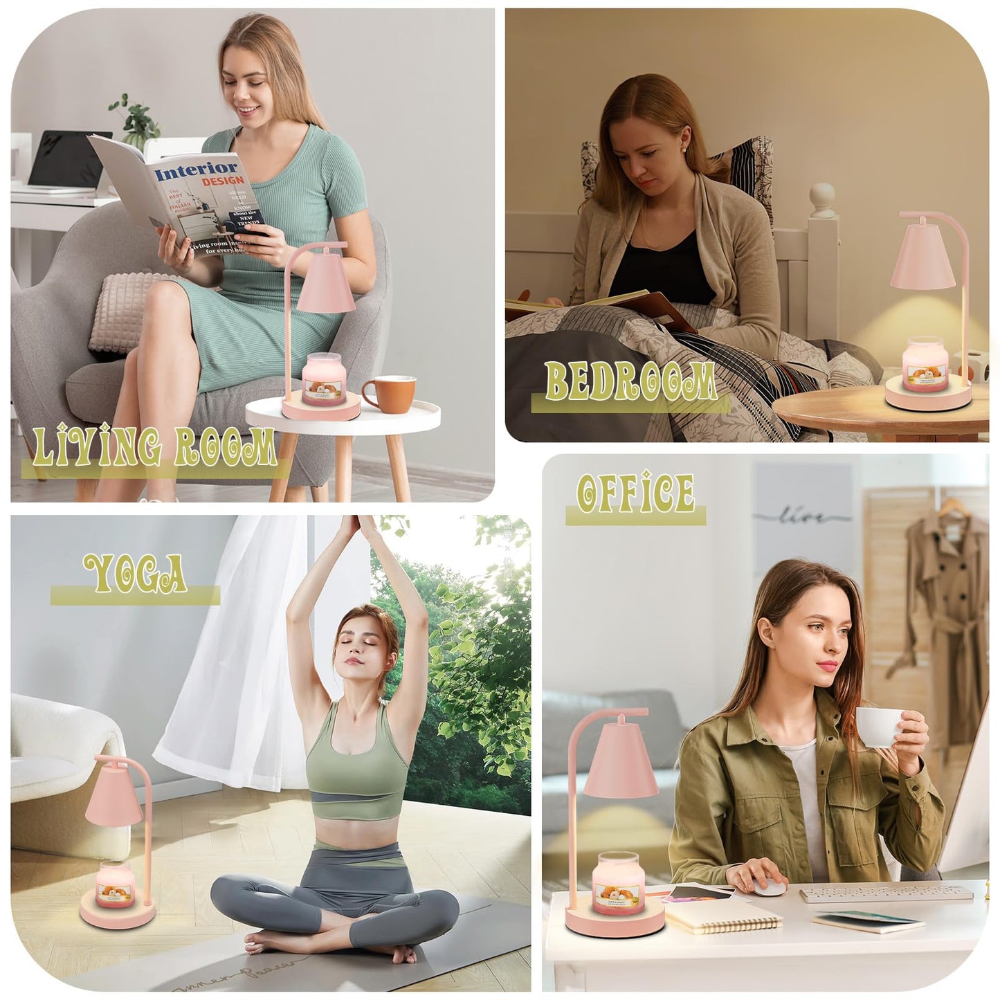 Hong-in Pink Candle Warmer Lamp - with Timer & Dimmer, Cozy Christmas Gift for Women Mom, Modern Home Decor House Warming Gifts Wax Melt Warmer for Scented Jar Candles